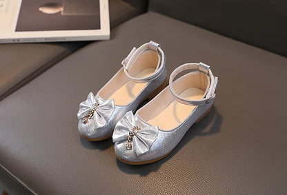 Girls Summer Versatile Rhinestone Fine Glitter Shoes Children Korean Version Bow Princess Sandals Girl Fashion Show Casual Shoes