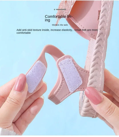 Kids Shoes Summer Girls Sandals Bow Non-slip Soft Soled Versatile Solid Korean Children Sweet Princess Shoes Beach Sandals