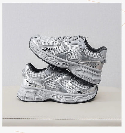 Women's Fashion Chunky Sneakers 2026 Spring Autumn New Platform Height Increase Shoes Comfortable Breathable Casual Sport Shoes