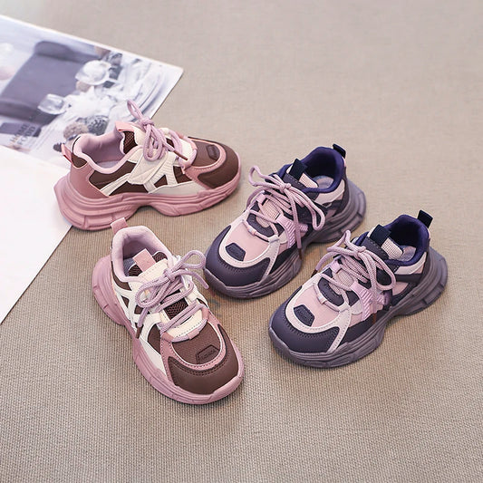 Kids Sneakers Handsome Girls Running Shoes Mesh Breathable  New Girls Sports Shoes Thick Soft Sole Comfort for Students