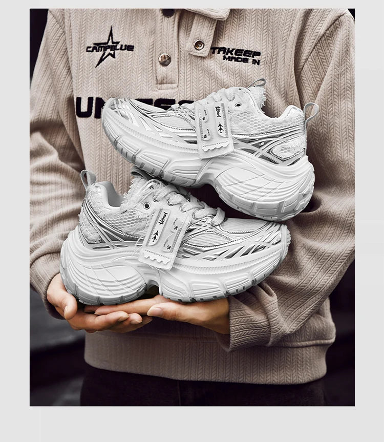 White Chunky Sneakers Women Summer Autumn Bling Rhinestones Shoes for Girls Thick Platform Footwear Size 36-44 Shoes for Men