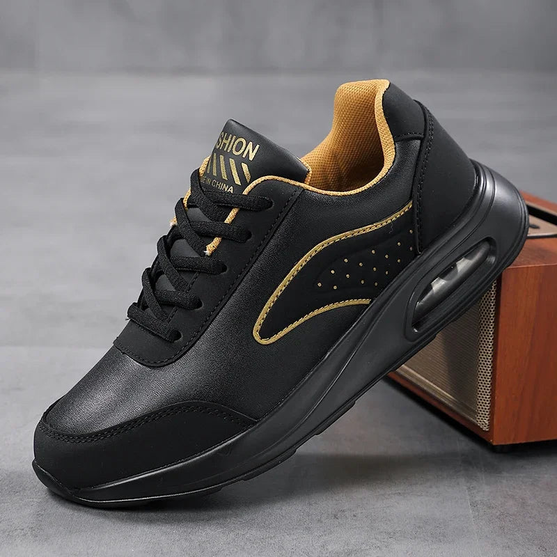 New Women's Fashionable Sneakers Leather Women's Casual Shoes Lace Up Flat Shoes Ladies Lightweight Fitness Walking Shoes