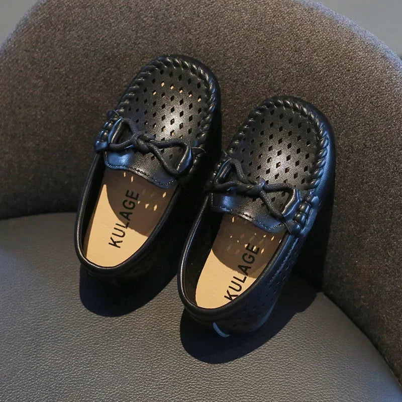 Kids Fashion Casual Shoes Slip-on Flats Boys Moccasins  Solid Color 2025 New Hot Soft Breathable Simple Hollow Children Loafers