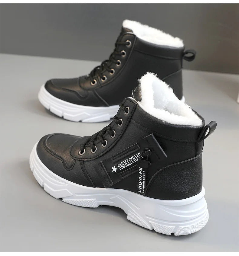 zapatos de mujer Designer Sneakers for Women Casual High Top Shoes Womens Winter Plush Lined Warm Thick Lace-up Sports Shoes