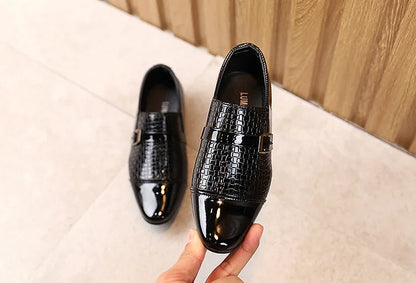 Kids Boys Girls Leather Shoes Students Boys Girls Soft Bottom Performance Shoes Black Fashion  Flower Kids Ceremonial Footwear