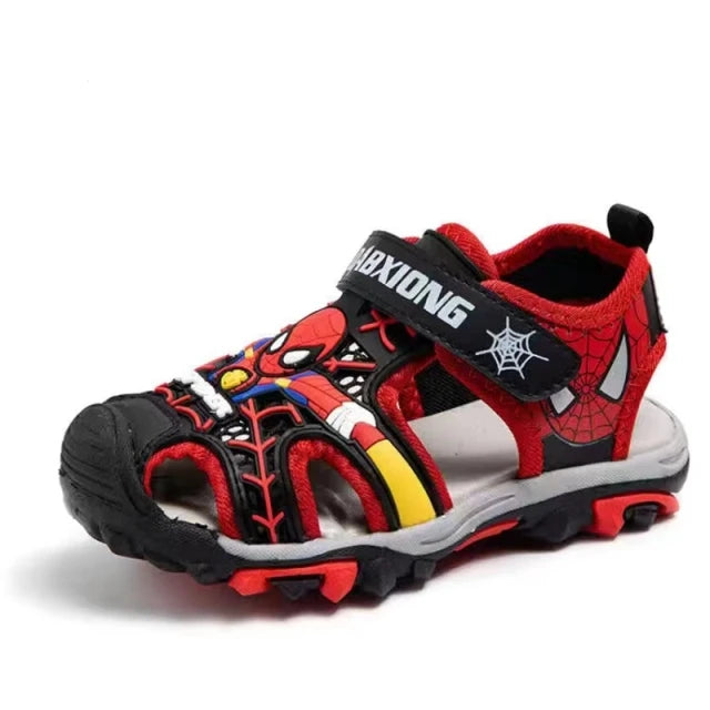 New Summer Kids Boys Sandals Closed Toe Cartoon Spiderman Shoes Orthopedic Sport Pu Leather Soft Baby Girls Beach Shoes Children