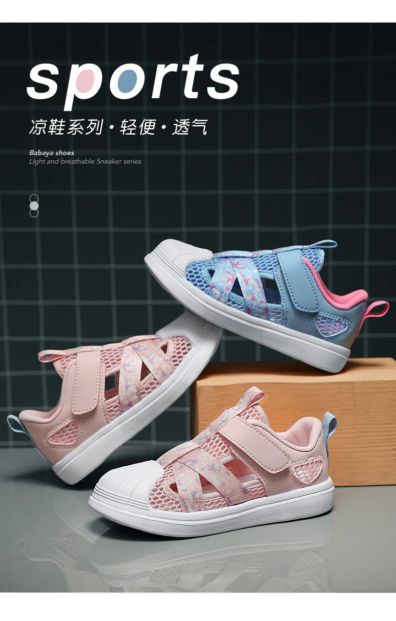 Fashion Children Soft Casual Shoes Girls Light Chunky Air Mesh Sneakers Kid Summer 4 5 6 7 8 Princess Net Sport Footwear Korean