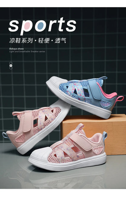 Fashion Children Soft Casual Shoes Girls Light Chunky Air Mesh Sneakers Kid Summer 4 5 6 7 8 Princess Net Sport Footwear Korean