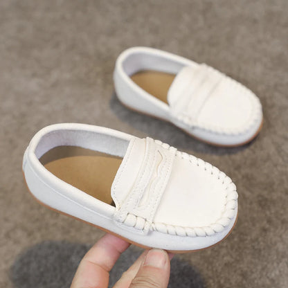 Boys Moccasins Shoes Fashion Solid Color Kids School Causal Shoes Breathable Non-slip Children Slip-on Flats Loafers Size 21-30