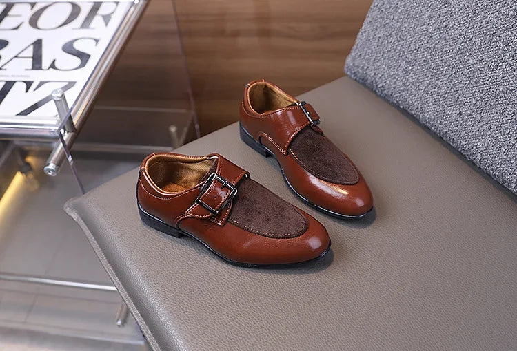 New Boy School Leather Shoes Pointed-toe Kids Formal Uniform Performance Loafers Fashion Versatile Children's Causal Low-heels