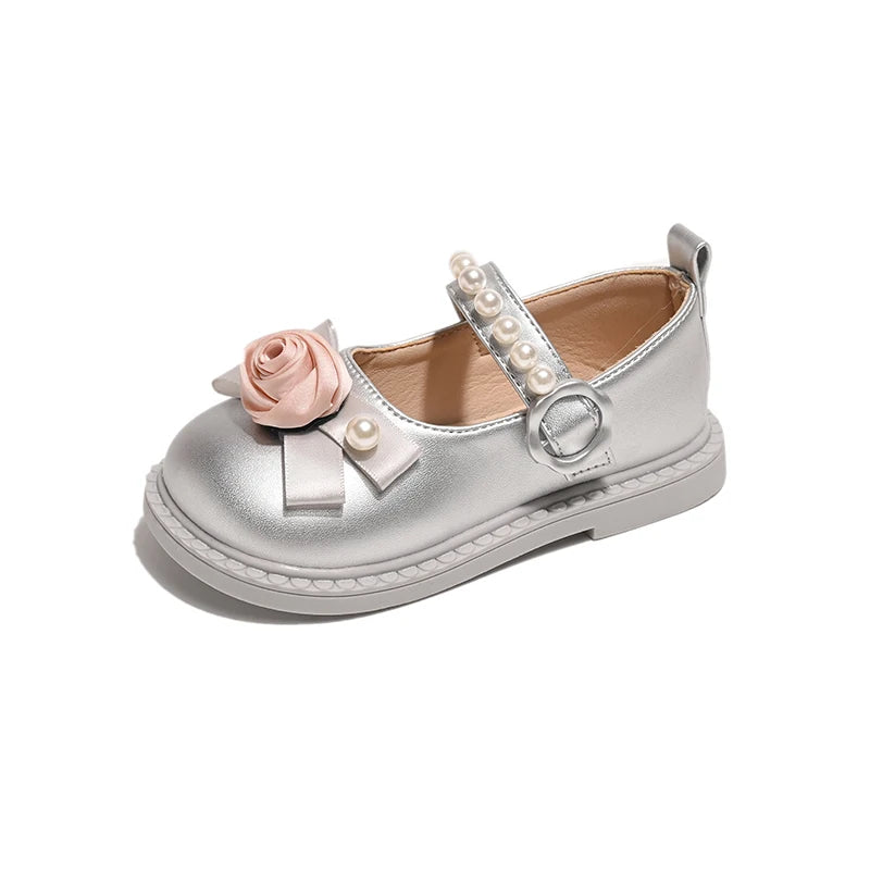 Elegant Girl's Shoes for Wedding Party Chic Flower Kids' Causal Leather Shoes Fashion Sweet Versatile Children Princess Shoes