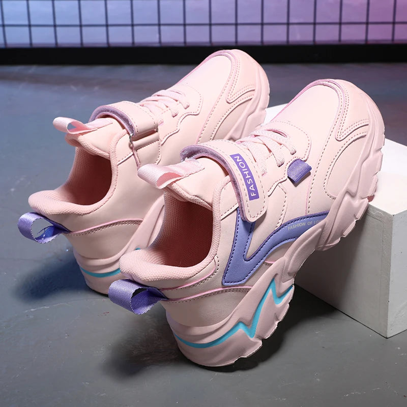 Girl's Fashion Sneakers Lovely Girls Sneaker Outdoor Breathable Mesh Flat Sport Shoes Kids Casual School Walking Shoe Antislip