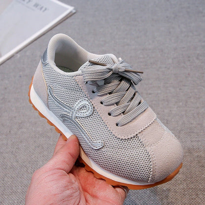 Children's Sneakers 3-18 Years Old Four Seasons Yellow Breathable Boys Girls Casual Shoes Gray Soft Non-slip Kids Running Shoes