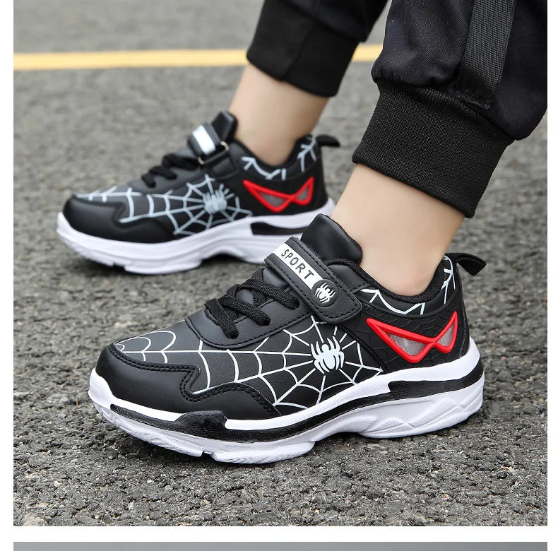 Kids Shoes Boys Sneakers Red PU Leather Children Sneakers New Fashion Casual Fashion Sports Outdoor Running Tennis Shoes for Boy