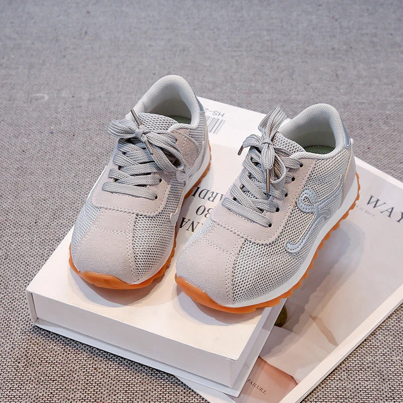Children's Sneakers 3-18 Years Old Four Seasons Yellow Breathable Boys Girls Casual Shoes Gray Soft Non-slip Kids Running Shoes