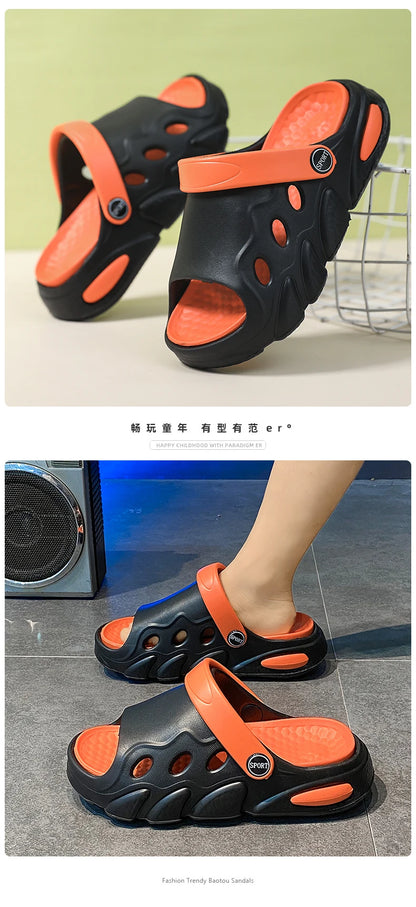 Soft-soled slippers Boys 2025 summer new two-wear children's flip-flops sandals girls breathable non-slip beach shoes