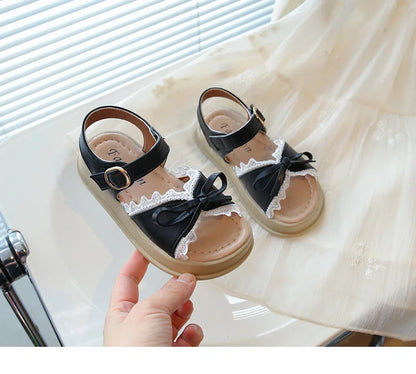 Girls Sandals Sweet Bow Toddler Kids Princess Beach Shoes Soft Sole Summer New Children Casual Shoes Breathable Non-slip