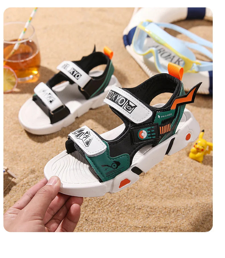 Boys Sandals 1-12 Year Old Soft Sole Anti Slip Sandals Cartoon Outwear Small and Medium Sized Children Beach Sandals