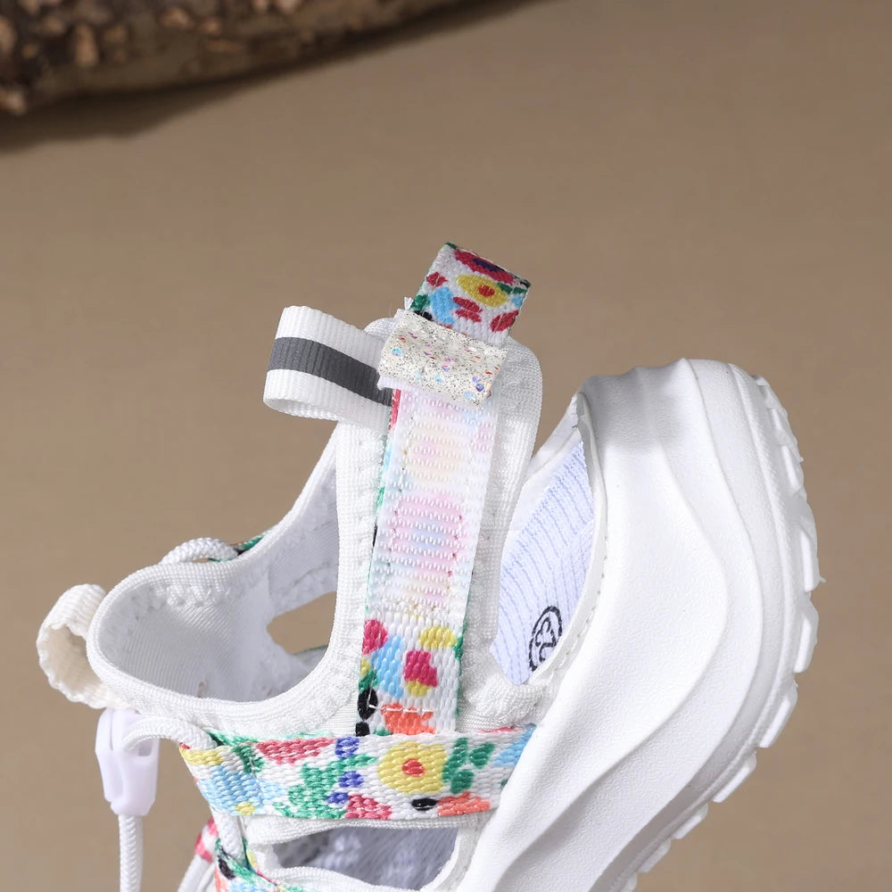 2025 New Summer Kids Sandals For Girls Mesh Flower Breathable Children Sport Shoes Soft Sole Toddler Girls Sandals Beach EU21-30