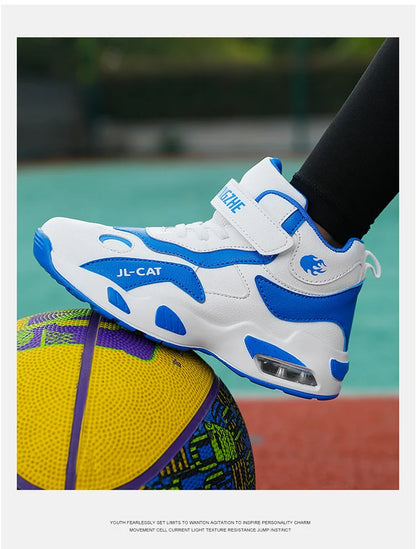 Kids Basketball Shoes Boys Student Sports Shoes School Daily Outdoor Running Sneakers High Top Children Basketball Sneakers