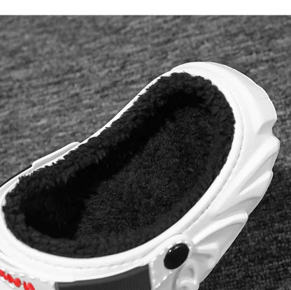 Winter Warm Home Slippers Men Waterproof Fur Clogs Slippers Garden Slippers Fuzzy Plush Slippers Bedroom Shoe For Indoor Outdoor (Available)