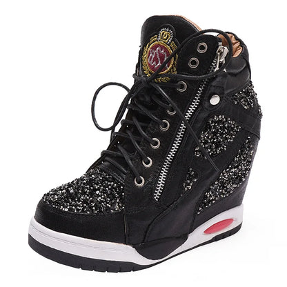 Shoes Womens Sneakers with Platform Woman Shoe Luxury Wedge Heel Basket Autumn Winter Thick Fashion High Casual Running Low help