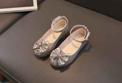 Girls Summer Versatile Rhinestone Fine Glitter Shoes Children Korean Version Bow Princess Sandals Girl Fashion Show Casual Shoes