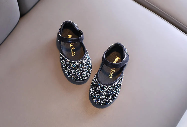 Girl's Princess Shoes Summer Glimmer Round Toe Party Dance Flat Shoe for Girls Spring Size 21-36 Infant Children Mary Janes