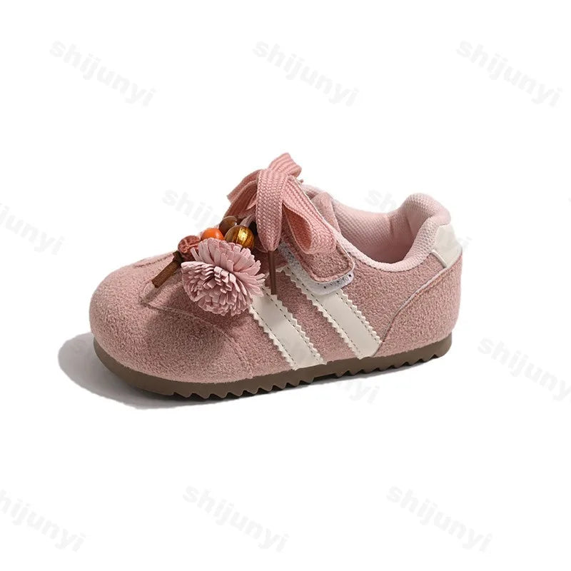 Girls Casual Sneakers Autumn New Toddler Flat Shoes Flower Children Retro Classic Fashion Non-slip Kids Running Sport Shoes