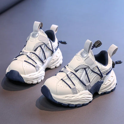 Boys Running Shoes Handsome Trendy Children Sneakers Mesh Breathable 2025 New Fashion Kids Sports Shoes Non-slip Thick Soft Sole