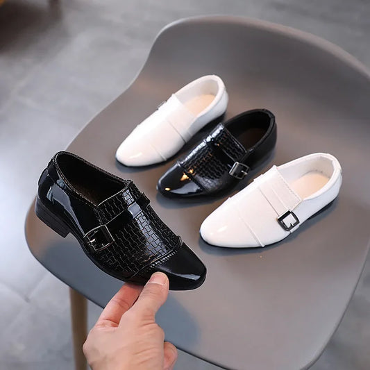 New Kids Leather Shoes Children Baby Loafers Slip-on Flats Students Soft Bottom Performance Shoes Boys Toddler Party Dress Shoes