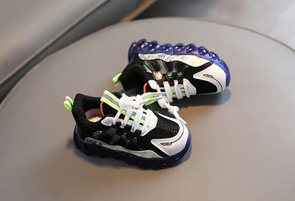 New Kid Sneaker Anti Slip Soft Bottom Boy LED Light Shoes Comfort Versatile Girls Casual Shoe Simple Child Mesh Shoes