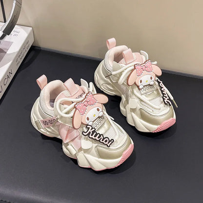 Cute Girl's Sneakers Cartoon Kuromi Melody Children Tennis Shoes Fashion Versatile Causal Classic Kids School Basketball Shoes