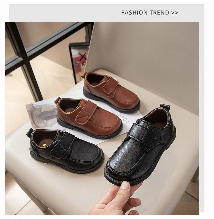 Boys Leather Shoes New Fashion Kids Causal School Formal Flat Shoes Black Brown Simple Performance Children Uniform Shoes