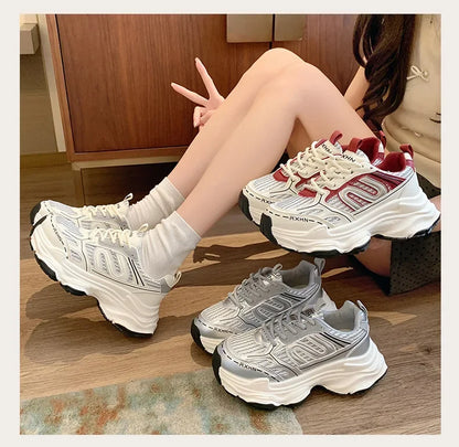 Women Sneakers Autumn Fashion Breathable Casual Shoes Women Mesh Lace Up Comfort Platform Vulcanize Shoes Zapatillas De Mujer