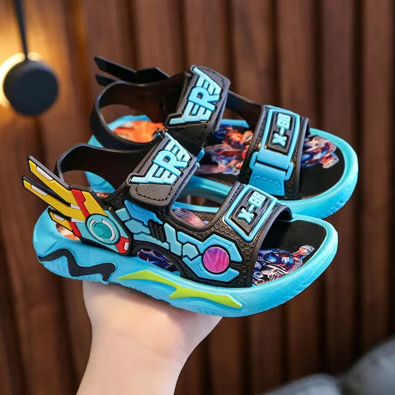 Upgraded Boys Sandals Soft Sole Anti Slip Sandal Cartoon Outwear Small and Medium Sized Children Beach Sandals