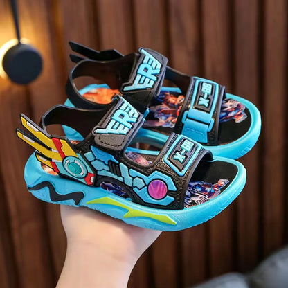 Upgraded Boys Sandals Soft Sole Anti Slip Sandal Cartoon Outwear Small and Medium Sized Children Beach Sandals