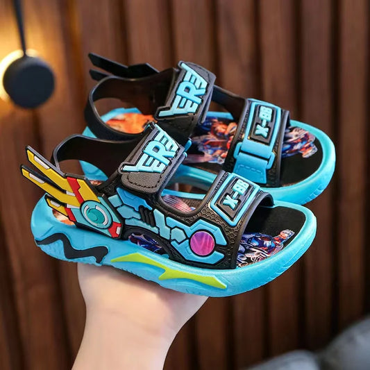 Upgraded Boys Sandals Soft Sole Anti Slip Sandal Cartoon Outwear Small and Medium Sized Children Beach Sandals