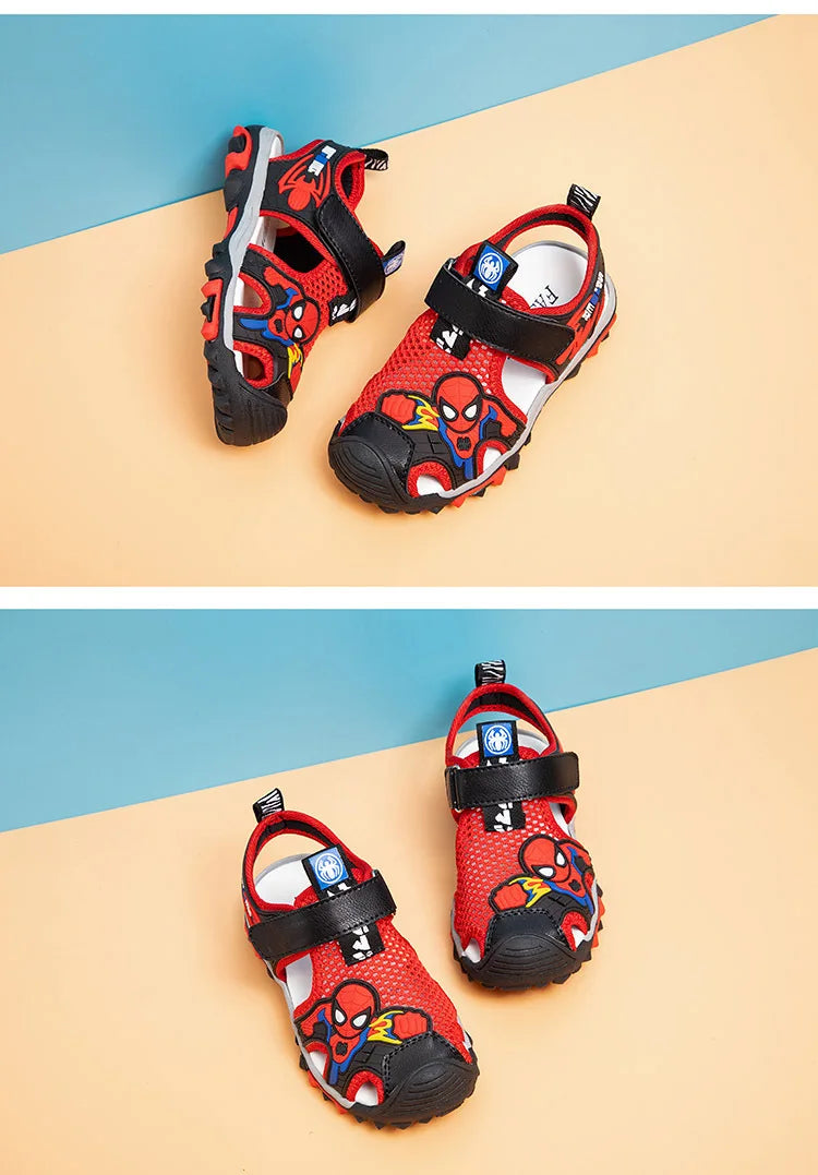 New Summer Kids Boys Sandals Closed Toe Cartoon Spiderman Shoes Orthopedic Sport Pu Leather Soft Baby Girls Beach Shoes Children