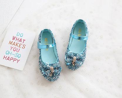 Party Dresses for Girl Spring Fashion Glitter Girl Shoe Water Diamond Princess Shoe Soft Sole Kid Shoes Bow Kid Leather Shoe
