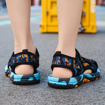 New Summer Beach Water Children Sandals Fashion Shoes Lightweight Non-slip Soft Bottom Shading Leather Boys Comfortable