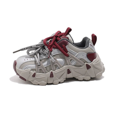 Children's Sneakers Four Seasons Leather Boys Girls Single Shoes Black Soft Bottom Non-slip Kids Running Shoes