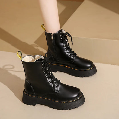 New Women Boots Goth Casual Shoes Woman Leather Chelsea Classic Female Goth Shoes High Platform Boots Women Boots