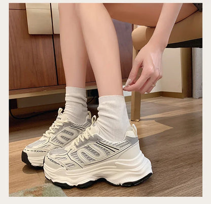 Women Sneakers Autumn Fashion Breathable Casual Shoes Women Mesh Lace Up Comfort Platform Vulcanize Shoes Zapatillas De Mujer