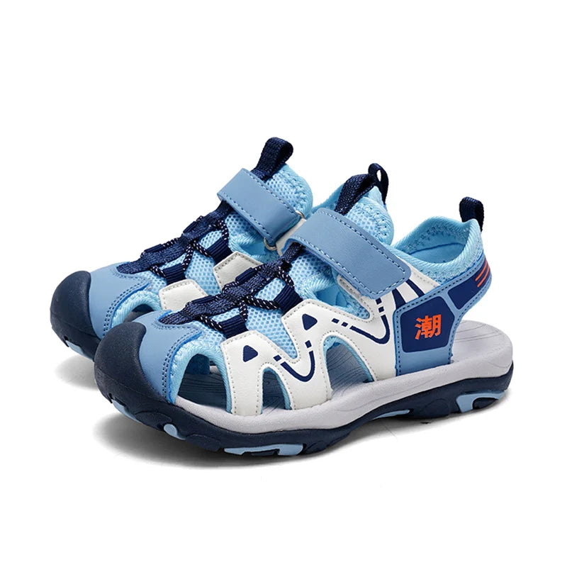 Summer Kids Beach Sandals Shoes Closed Toe Anti Bump Children's Walking Flat Shoe Outdoor Breathable Boy's Soft Sole Sandals