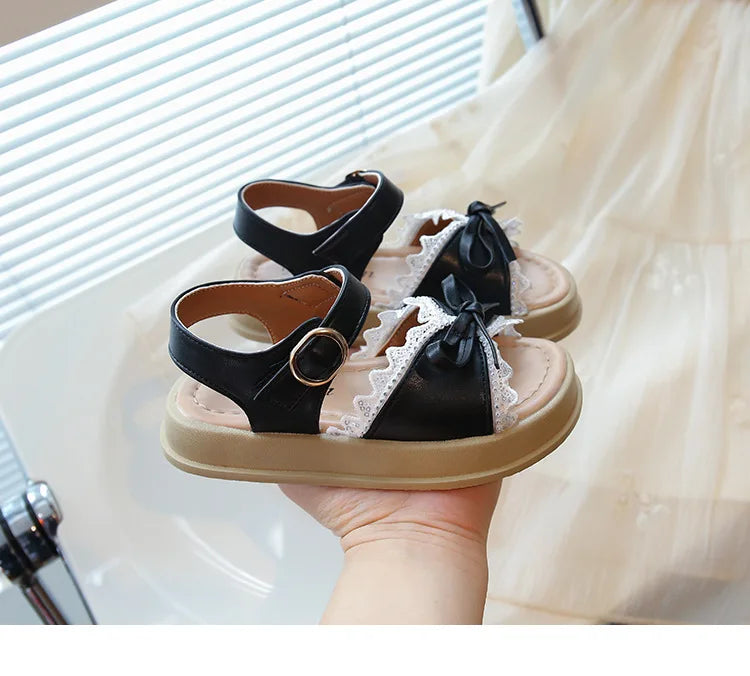 Girls Sandals Sweet Bow Toddler Kids Princess Beach Shoes Soft Sole Summer New Children Casual Shoes Breathable Non-slip