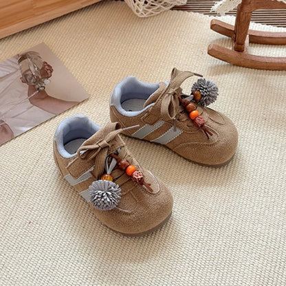 Girls Casual Sneakers Autumn New Toddler Flat Shoes Flower Children Retro Classic Fashion Non-slip Kids Running Sport Shoes