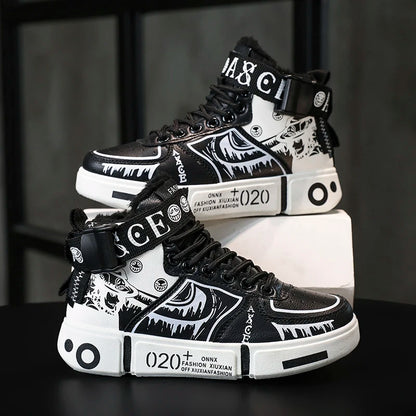 Boys' high-top sneakers Autumn new style children's sports shoes Buckle student soft-soled fleece casual shoes
