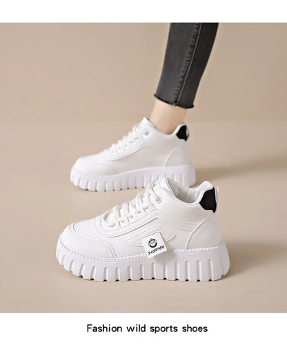 Women's Platform Sneakers Fashion High-top Casual Shoes for Women Lace Up Vulcanized Shoes Trendy Skateboard Shoes Zapatos Mujer