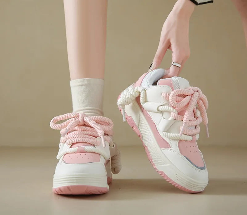 Trendy Women's Men Chunky Sneakers Versatile Casual Thick Soled Board Shoes Female Little White Shoes Walking Shoe Hombre Mujer